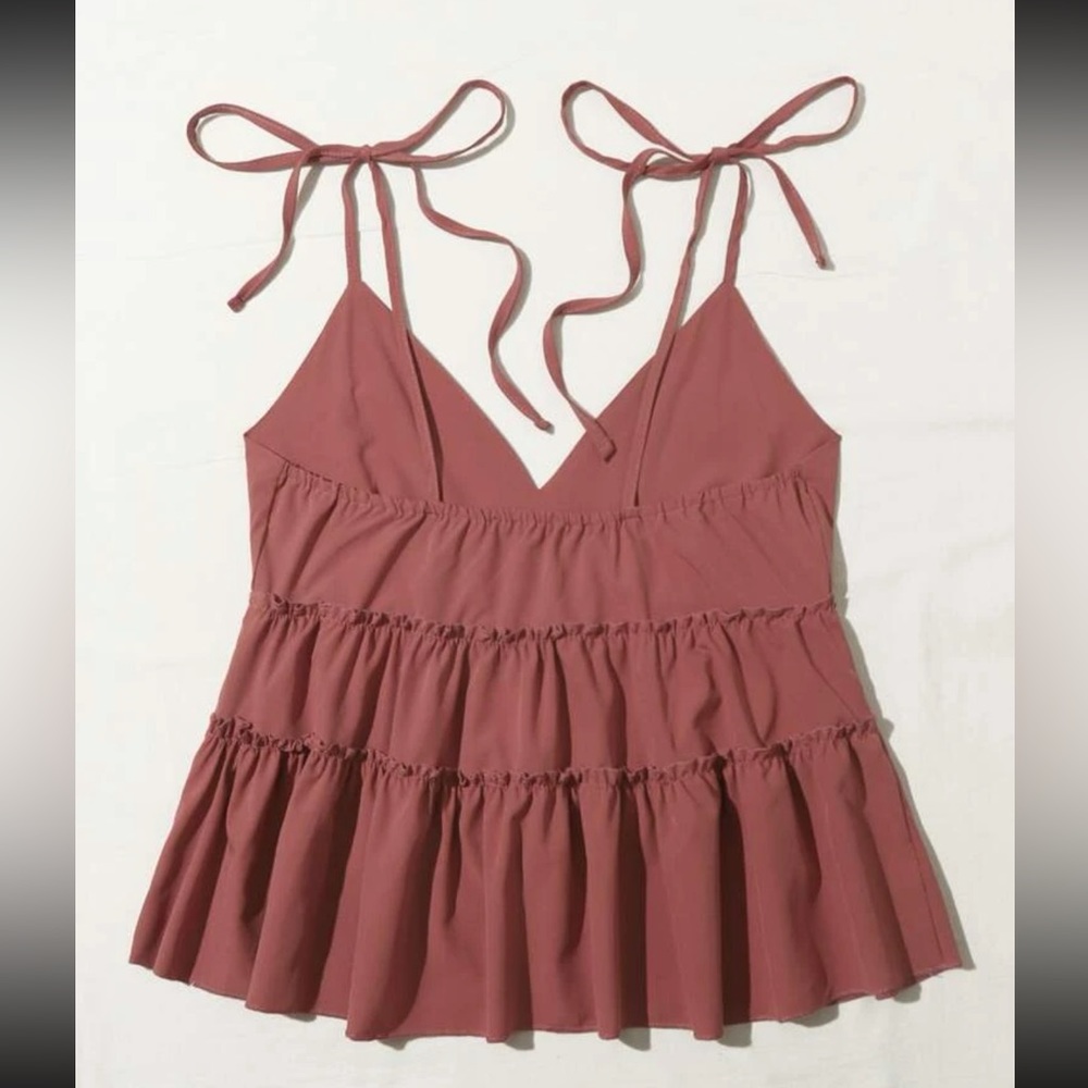 Pink Tie Shoulder Cami Top